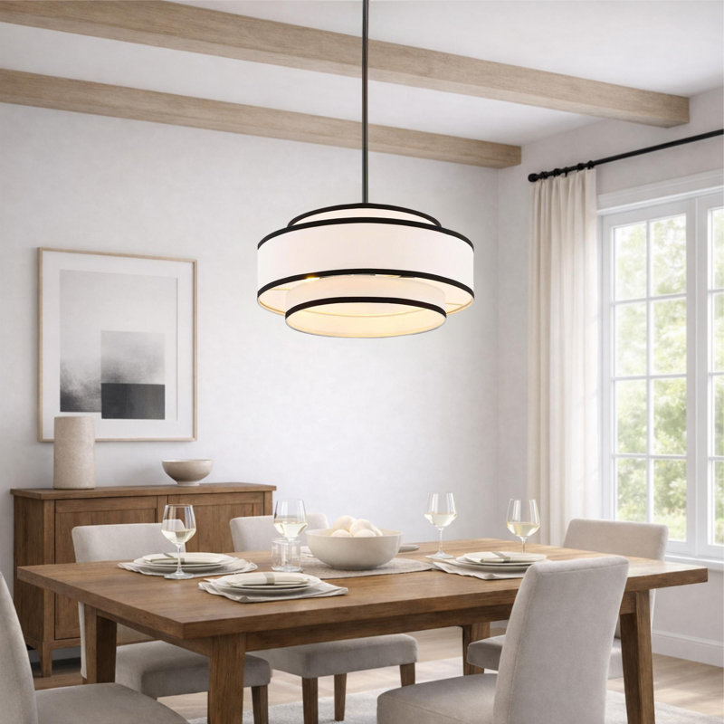 Aasim 18" Modern 4-Light Dimmable Drum Chandelier, Black