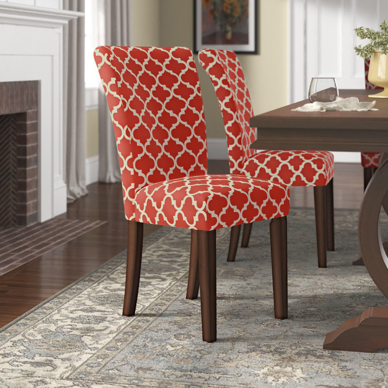 Chaise rembourrée en bois massif Lancaster, Rouge samba