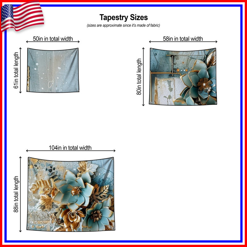 Tapisserie florale - Art mural, H 68 po x l 80 po avec 4 œillets