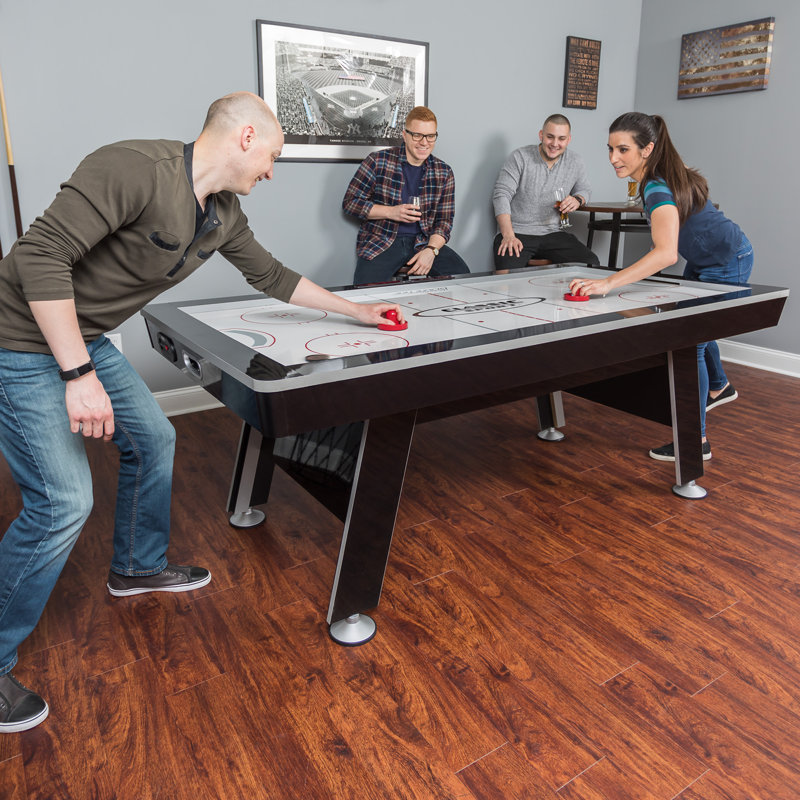 Classic Black and White 84" Air Hockey Table with LED Scoring