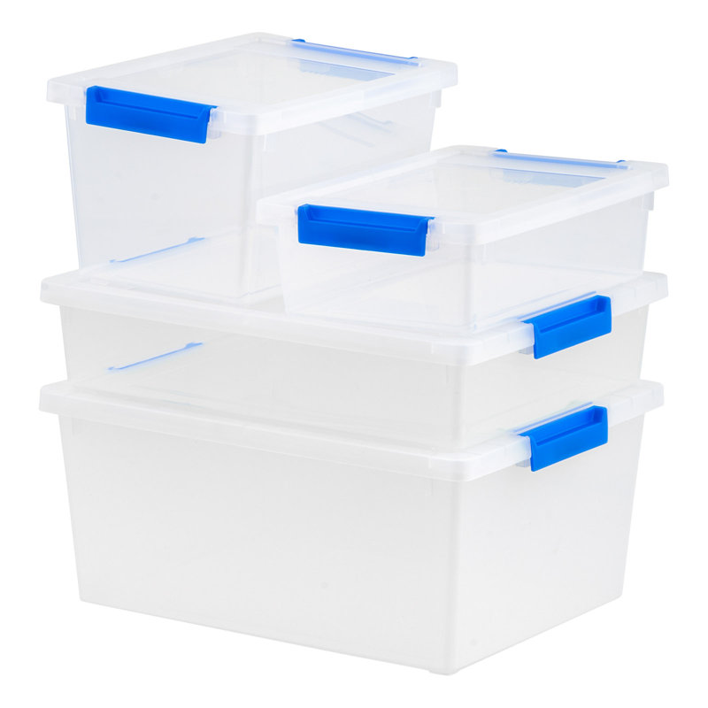 IRIS 4,3 pte Bacs de rangement en plastique avec couvercles, contenants transparents, bacs verrouillables, paquet de 6, 4.3