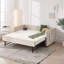 Lit de jour simple rembourré avec lit gigogne, port USB, poches latérales, dossier à motif en V moderne, aucun sommier nécessaire pour la chambre à coucher, la chambre d'amis (beige, simple)-204435715