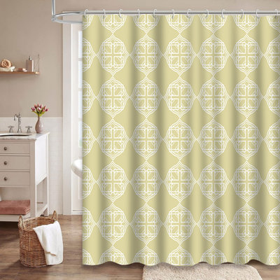 Rideau de douche Celtic Art Deco Taupe Baby Birthday avec 12 crochets