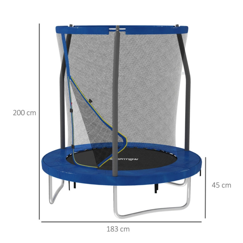 EvoNet 183cm Round Backyard Trampoline with Safety Enclosure