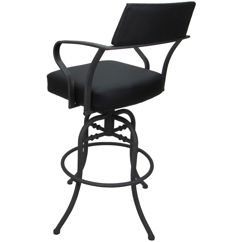 Tabouret de comptoir pivotant 26 po Chiyomi, Vinyle - siège noir / structure grise