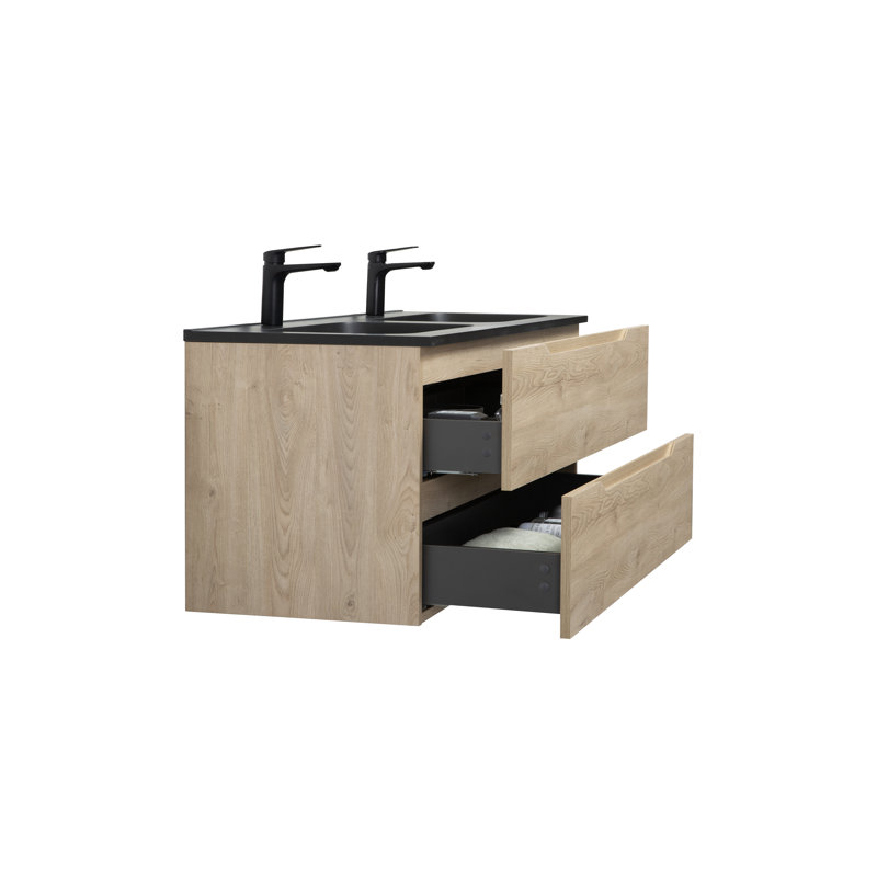 Meuble-lavabo double 47 po avec dessus noir intégré Combo
