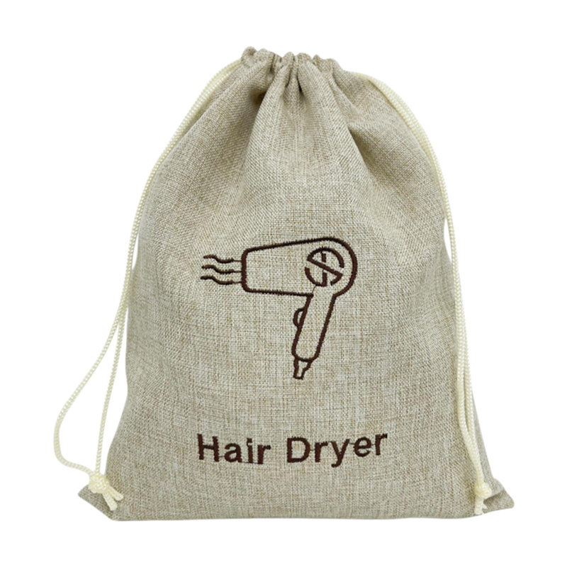 Sac à dos en jute écologique avec sac à cordon anti-poussière pour rangement pour cheveux, A