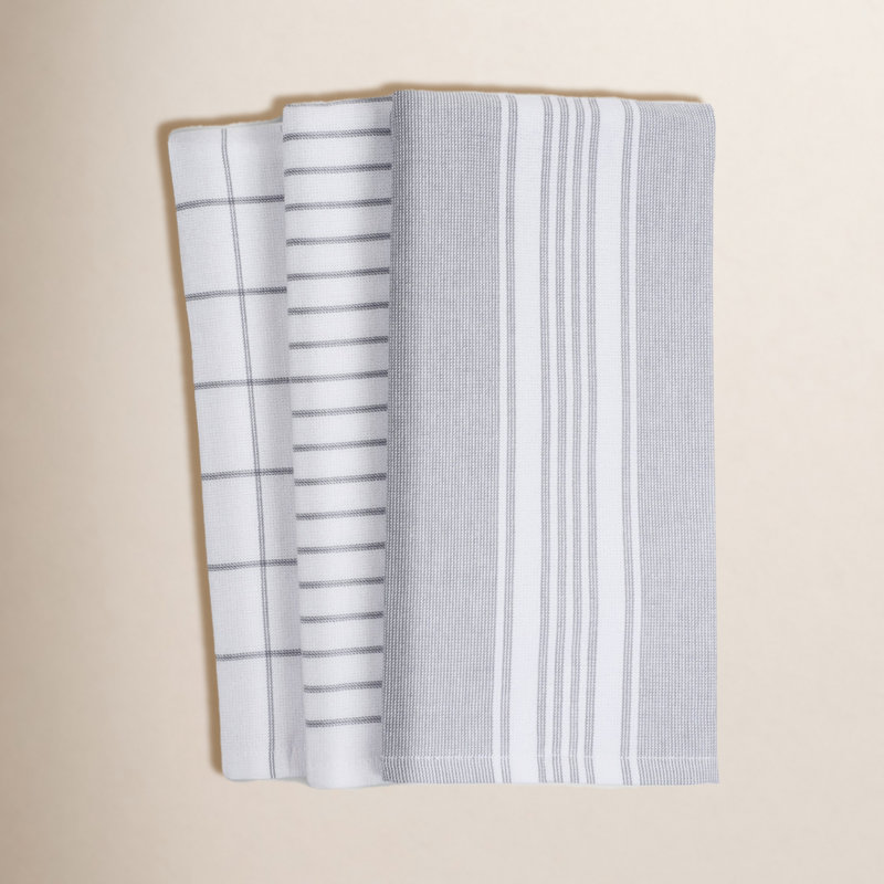 Damali Stripe Kitchen Towel Linen Set, Gray
