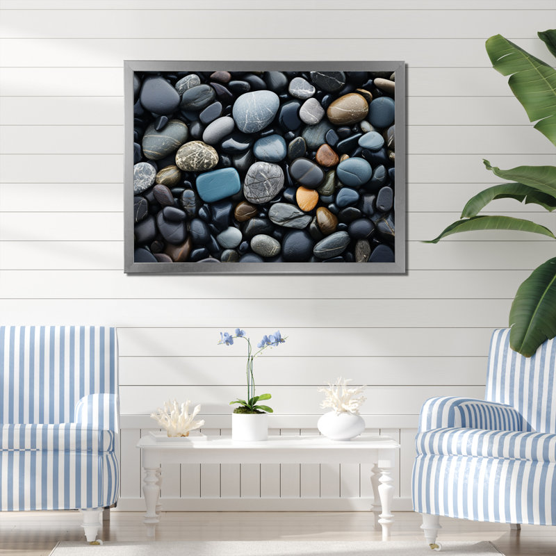Motif de Rocky Beach IV sur toile, Cadre simple argenté, H 16 po x l 32 po x P 1 po