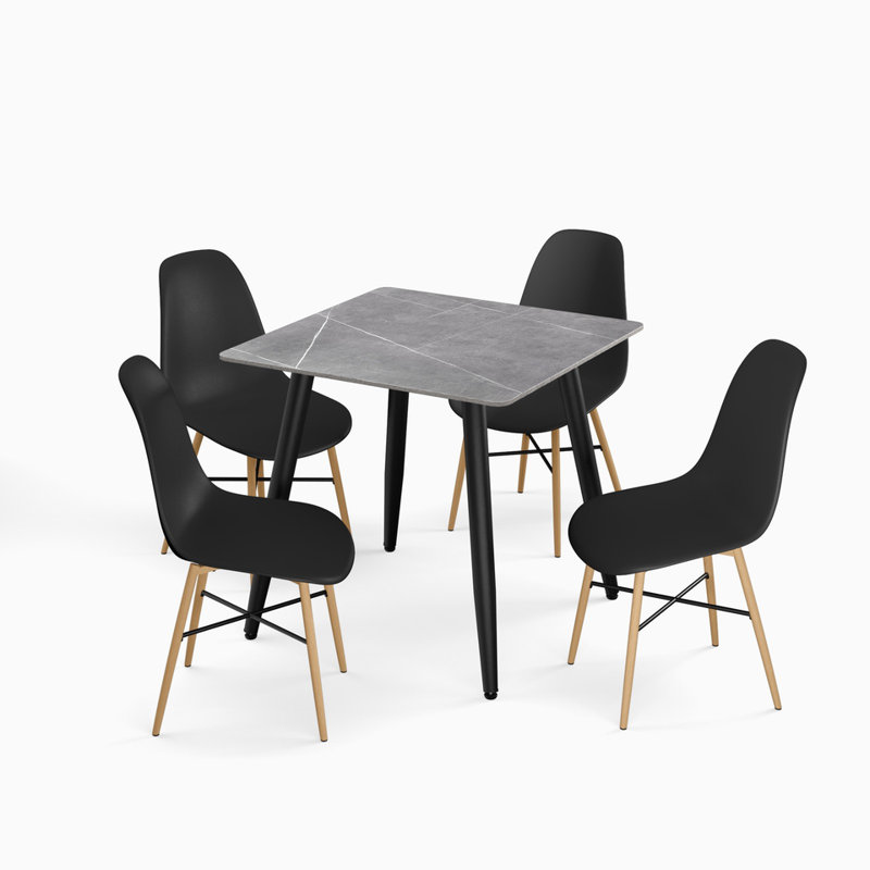 4 - Person Dining Set, Black, Armani Grey