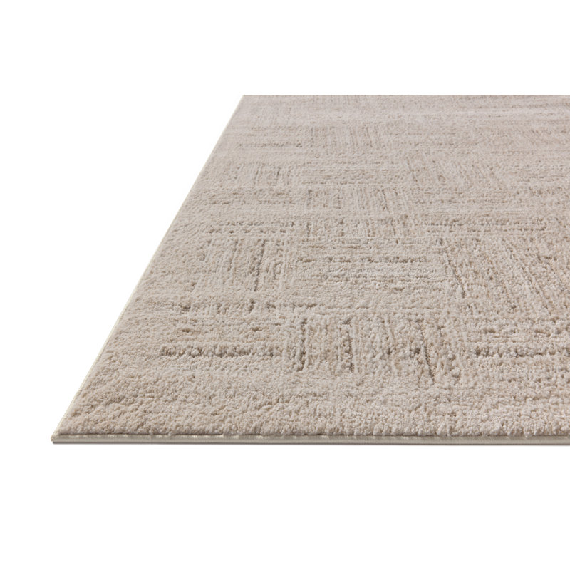 Amber Lewis Ivory and Taupe Abstract Wool Area Rug 6'7" x 9'3"