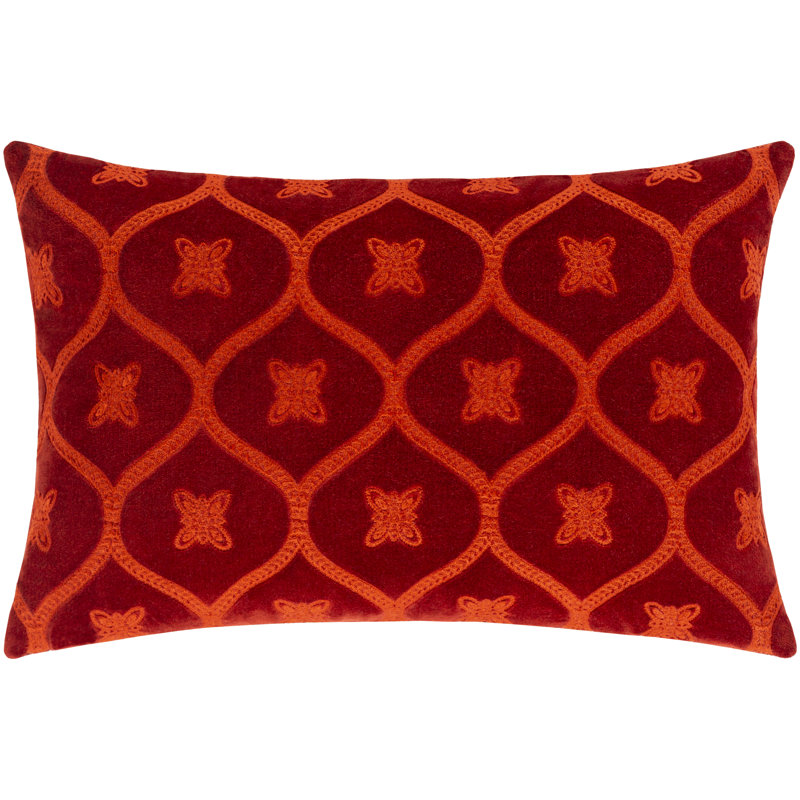 Trellis Velvet Pillow Cover, Burnt Orange/Dark Brown