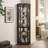 Lighted Corner Curio Cabinet - Elegant Glass Display Case For Living Room & Bar Storage - Perfect For Antique Collections & Wine - Includes Built-In Lighting
