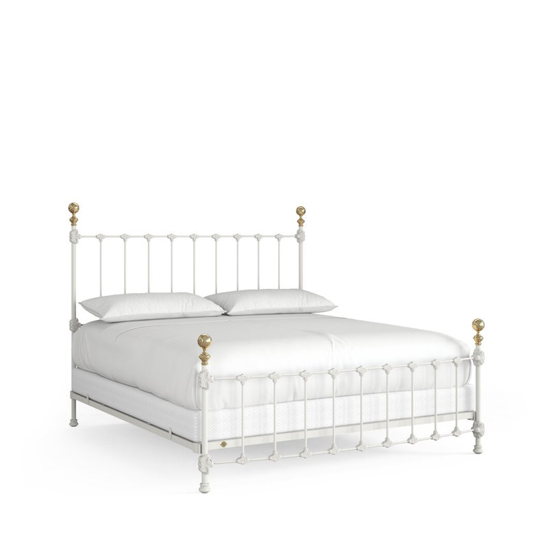 151 Palatial Bed | Complete Arched Foot, California King, Matte White/Antique Gold
