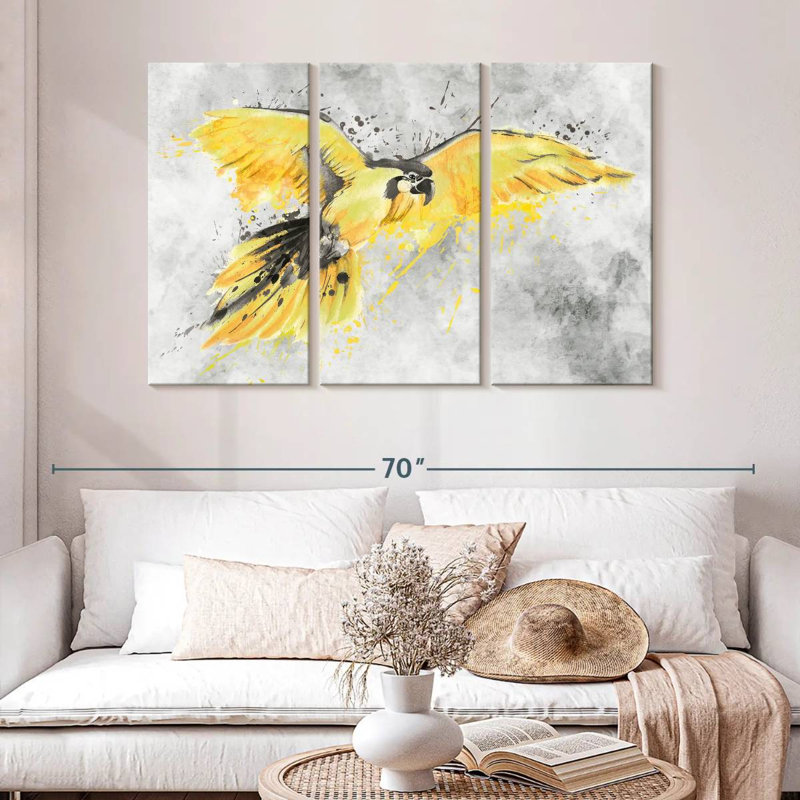 Brampt Yellow Macaw, 32" H x 50" W