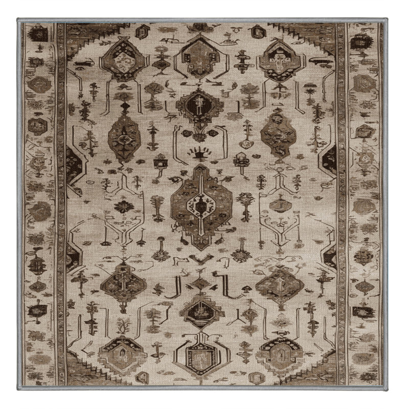 Tapis persan gris lavable à la machine, Carré 8 pi