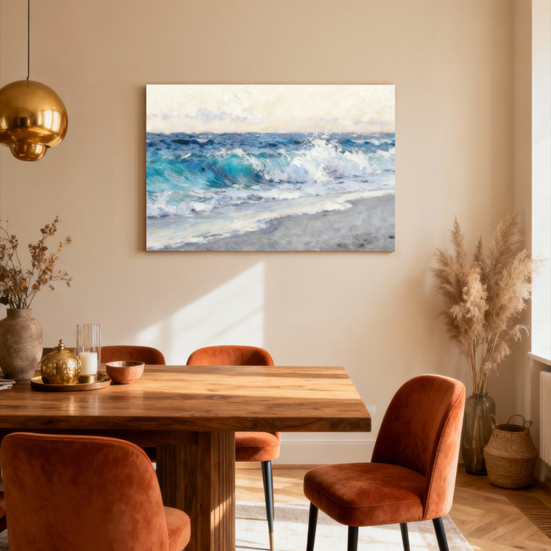 «Ocean Waves Seascape», reproduction de peinture à l'huile sur toile, art mural, H 12 po x l 18 po