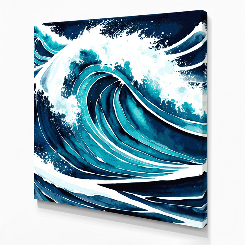 Art mural sur toile, "Nautical Waves", H 12 po x l 12 po