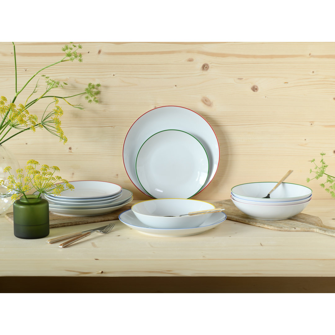 Luna Color Line Piece Porcelain China Dinnerware Set - Service for 4