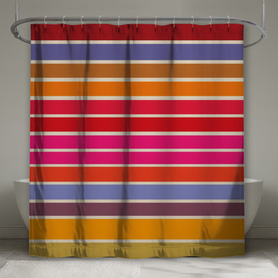 Colorful Horizontal Stripes Shower Curtains Extra Long