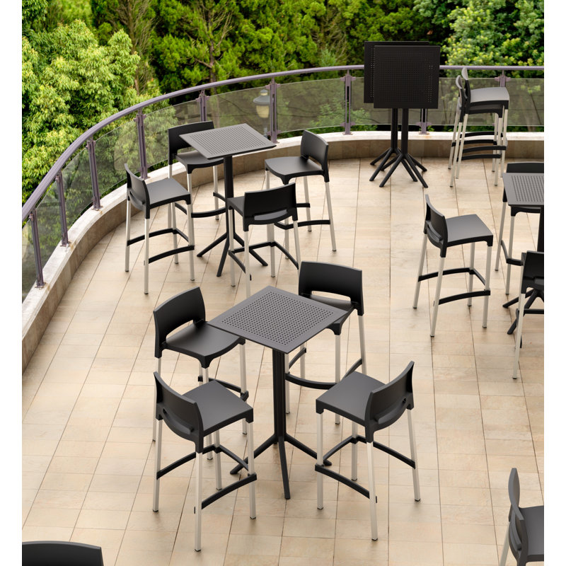 Ensemble de barre de patio empilable en plastique 3 pièces l 23,6 po Farrah, Taupe