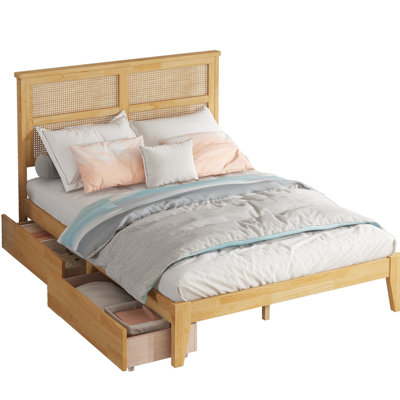 Full Size Bed With Terrific Headboard In White Oak Style Enchanting Setting