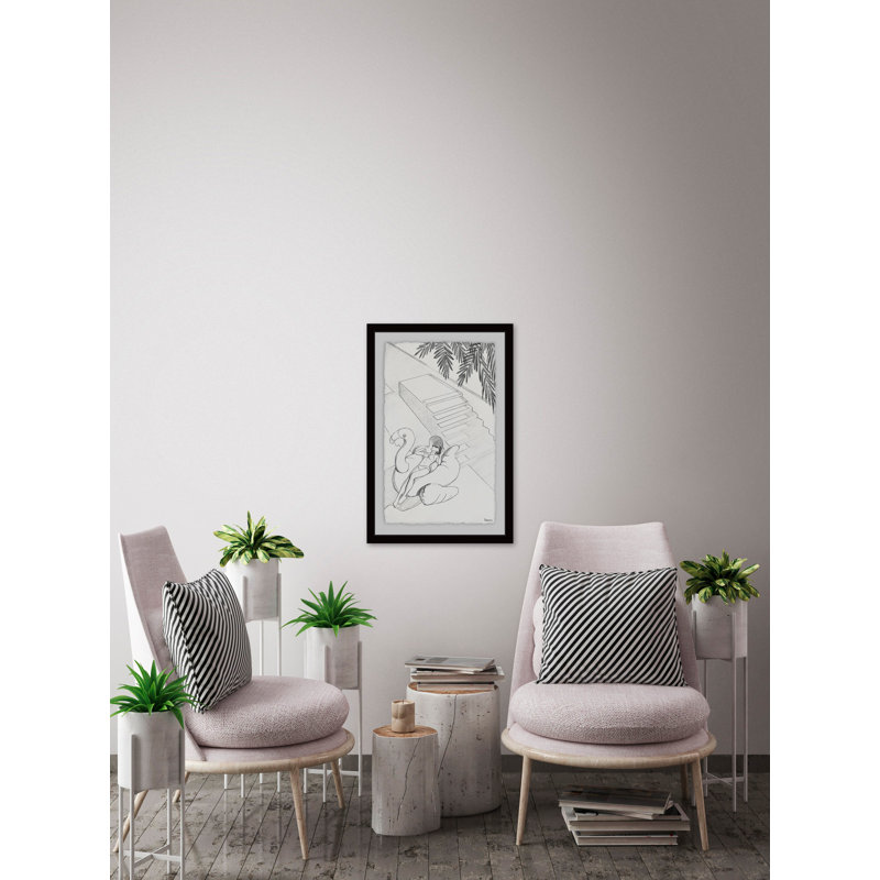 « flamant rose float » par parvez taj,-cadre photo imprimé sur papier, H 12 po x l 8 po x P 1,5 po