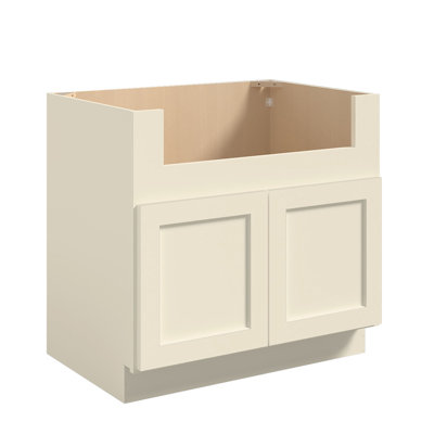 Meuble sous-évier de style Shaker en contreplaqué, prêt à assembler, HOMEIBRO Cozy Design, 91,4 cm (L) x 61 cm (P) x 87,6 cm (H), blanc antique.
