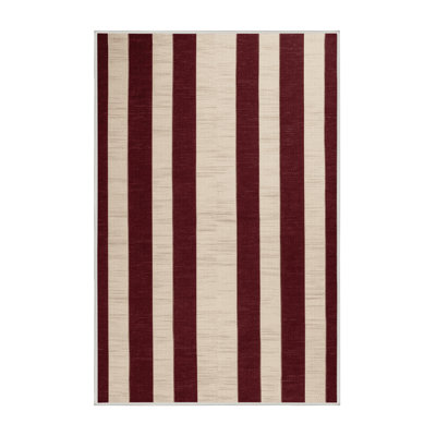 Machine Washable Checkered Beige Area Rug