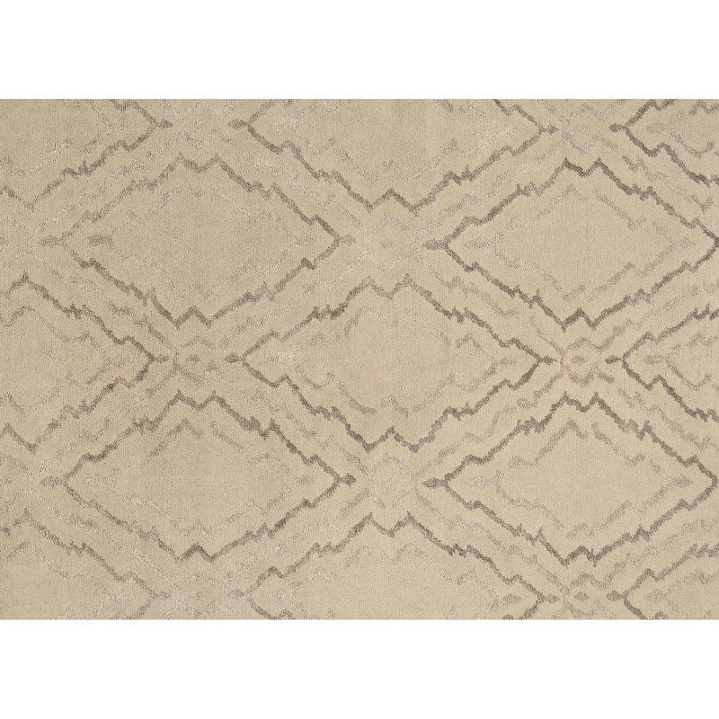 Geometric Area Rug in Light Brown/Cream, Rectangle 6' x 9'