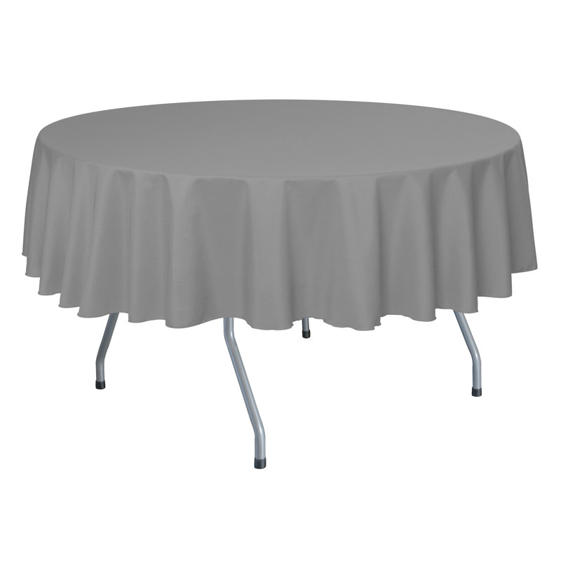 Ultimate Textile - Round Polyester Linen Tablecloth, 84" x 84", 2, Silver