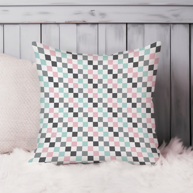 Abstract Pink Mint Gray Squares Patterns Modern