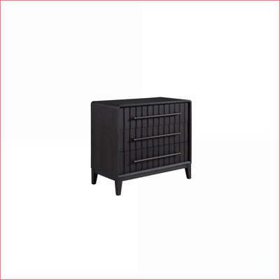 Commodes et amp; Garde-robes: Commode Bachelor 3 tiroirs au fini poivre | Bois massif et panneau de fibres à densité moyenne | Noir