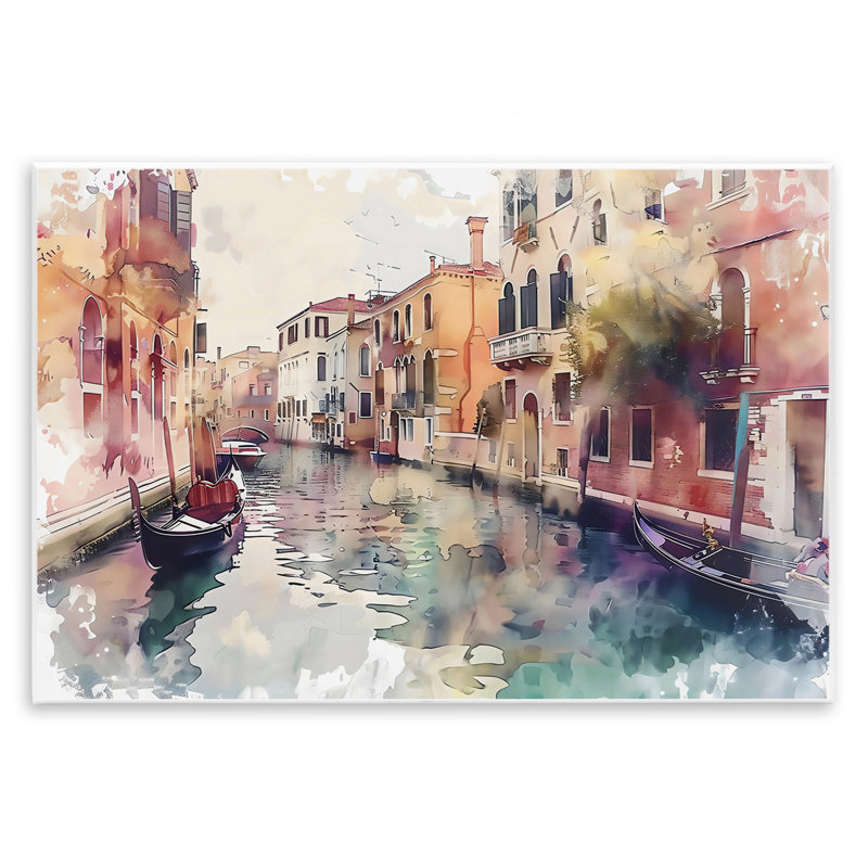 Plaque murale de style aquarelle Venice Canal, design par LSR Creative Studio, H 10 po x l 15 po