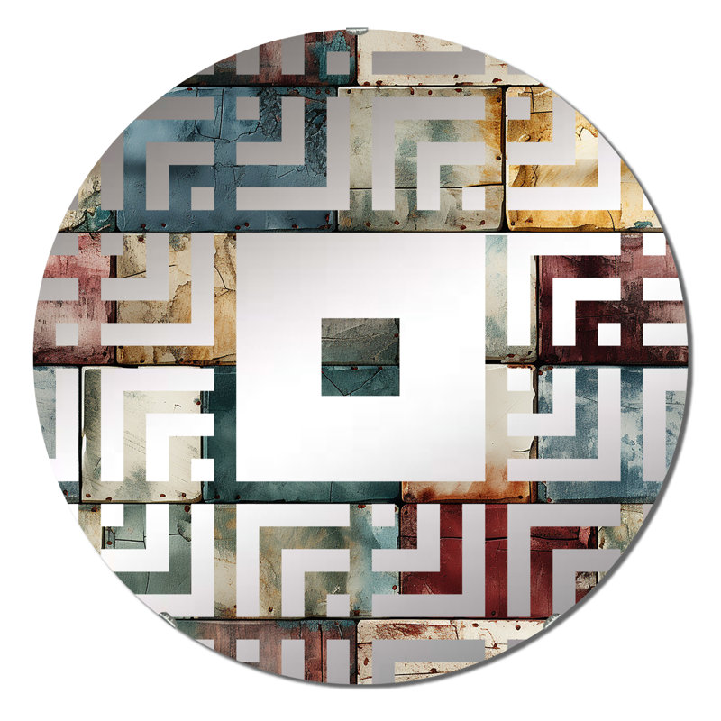 Rustic Modern Cubic Farmhouse Planks - Miroir mural carré, 23,6 po x 23,6 po
