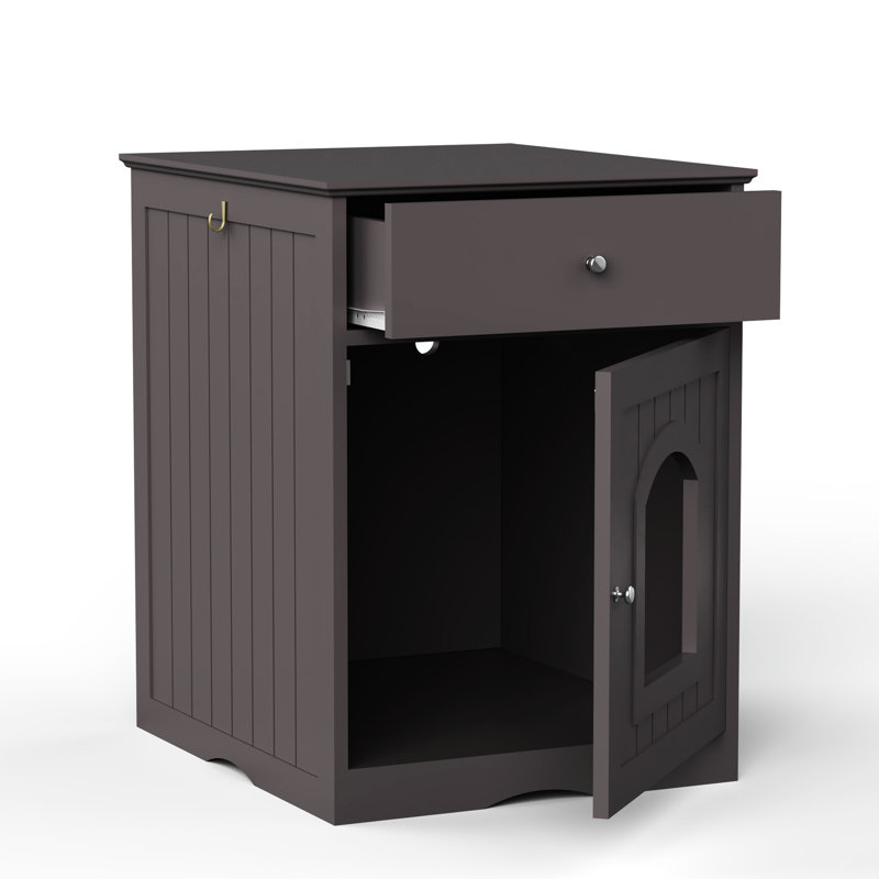 Enceinte intérieure en bois pour litière pour chat avec tiroir, table d'appoint, table de chevet pour animaux domestiques, cage en bois massif