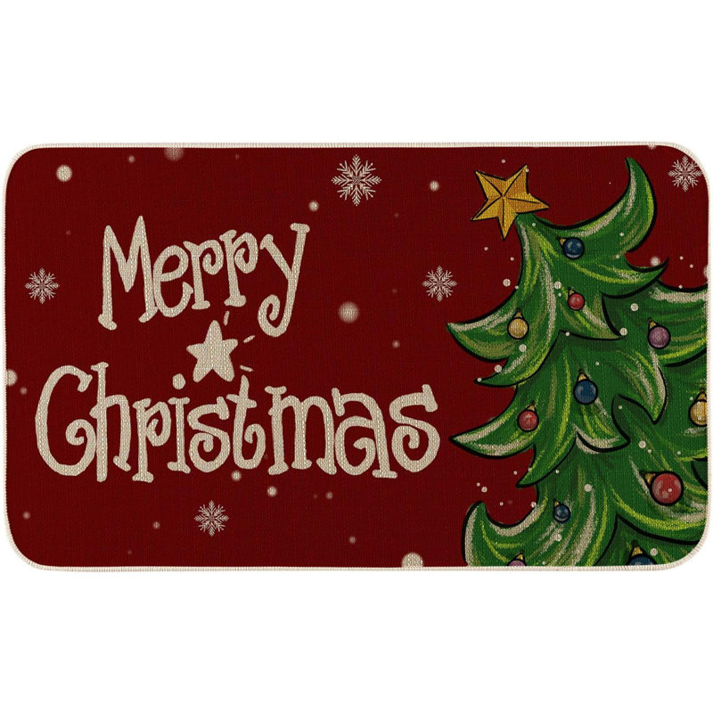 Paillasson Xmas Tree Snowflakes Red Merry Christmas
