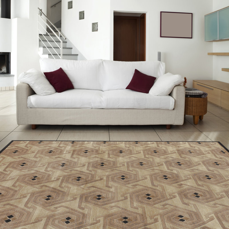 Tapis beige/taupe en laine noué la à la main Gilkey, Rectangle 5 pi x 8 pi