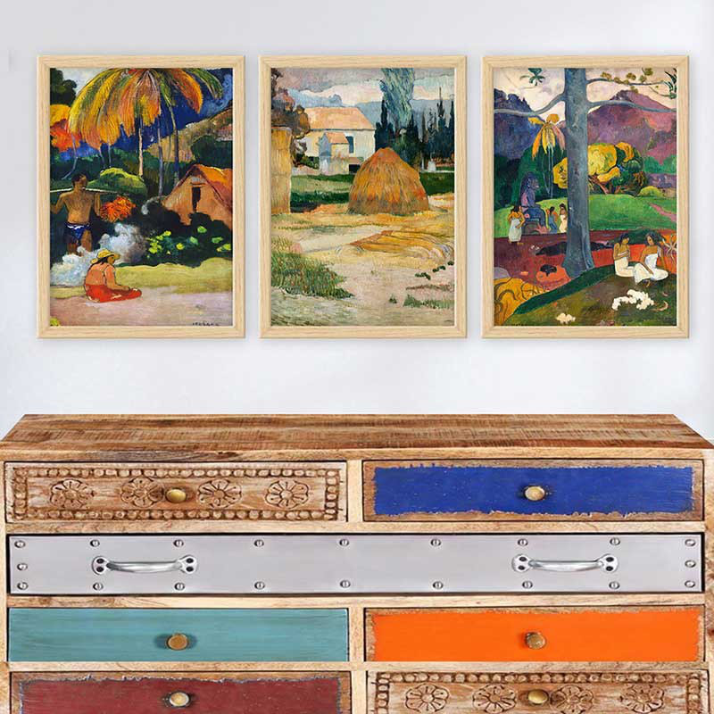 Superbe ensemble de peintures décoratives encadrées (3 pièces) de 21,7 po x 29,5 po chacune | Cadre 100% bois avec polystyrène de 0,8 pouce | Impression numérique UV | Parfait pour la décoration murale de salon, de bureau et de galerie