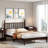King Size Wood Platform Bed With Gourd Shaped Headboard, Retro Style And Sturdy Wooden Slat Support For Comfortable Sleep-1049822681-812727743