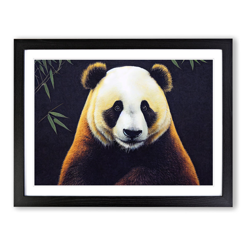 Captivating Panda - Single Picture Frame Print, 25cm H x 34cm W x 2cm D, Black