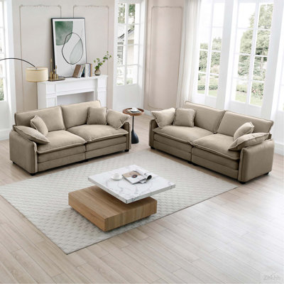 Modern Living Room Sofa Two-Piece Set, Suitable for Living room and Bedroom Sofa Set, Consists of two pieces of 2 Seater Sofa,Green Corduroy