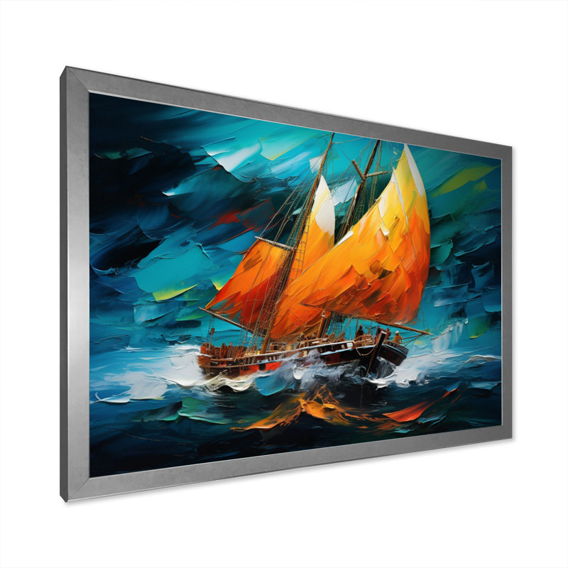 Bateau fusion maritime - impression, H 30 po x l 40 po x P 1,5 po, Cadre simple argenté