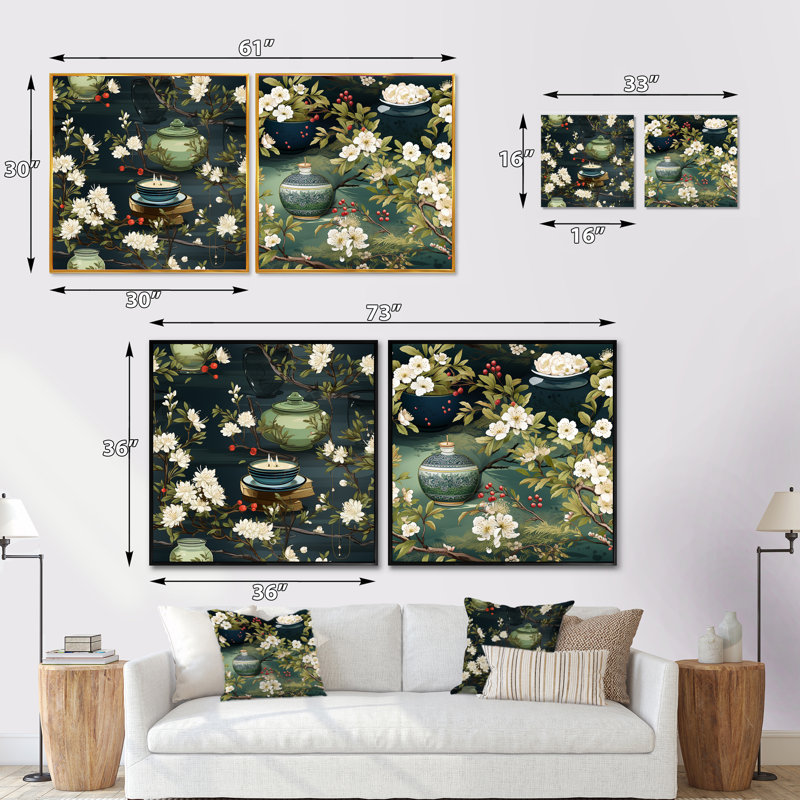 Wadebridge - Ensemble de 2 collages carrés abstraits, Cadre flottant noir, H 36 po x l 73 po