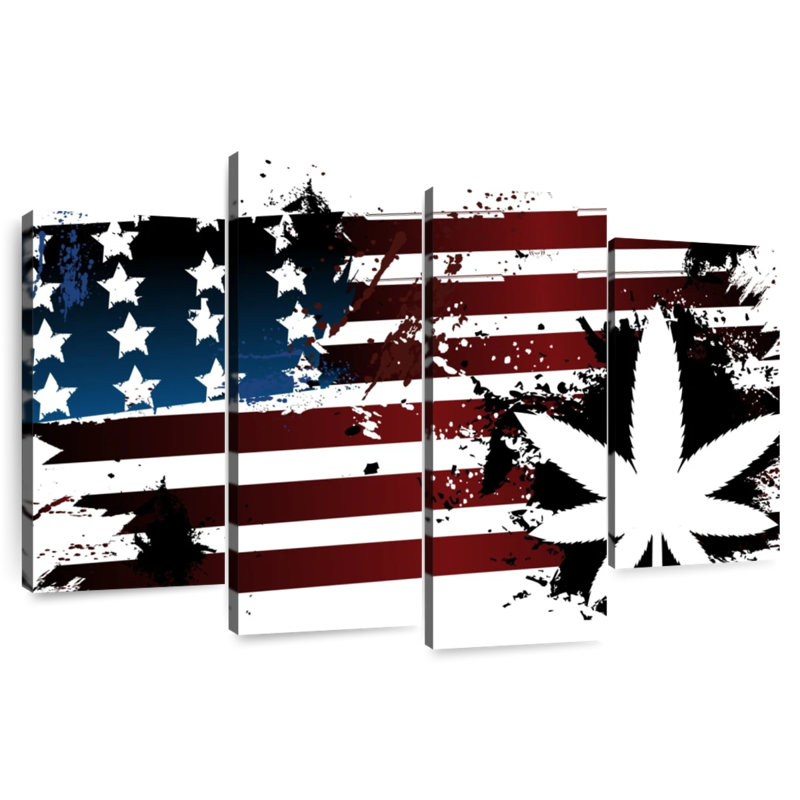 Marijuana et drapeau américain, H 32 po x l 52 po