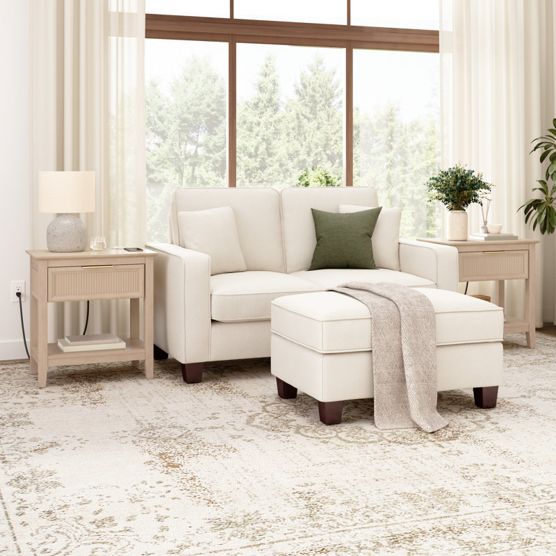 23.3" W 1-Drawer Fluted End Table, Natural Birch