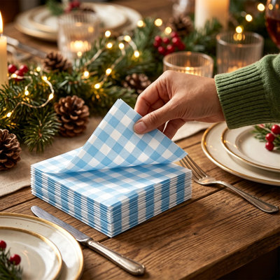 Décorations de Noël 20Pcs Serviettes en papier à carreaux pour les automnes Décorations d'automne Halloween