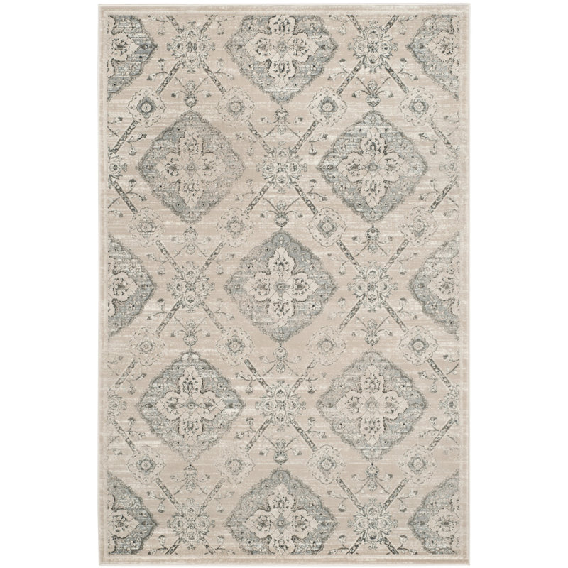 Tapis taupe / bleu clair Joana, Rectangle 6 pi 7 po x 9 pi 2 po