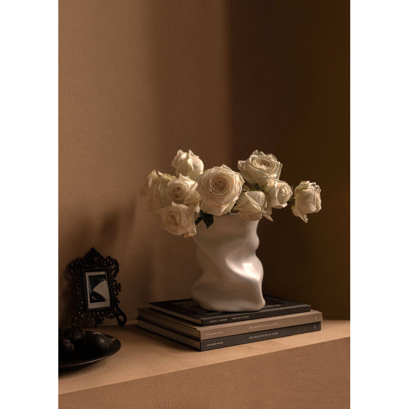 Collapse Table Vase, 7.9" H x 6.3" W x 6.3" D, White