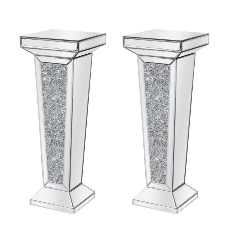Ensemble de 2 tables de bout en verre à miroir